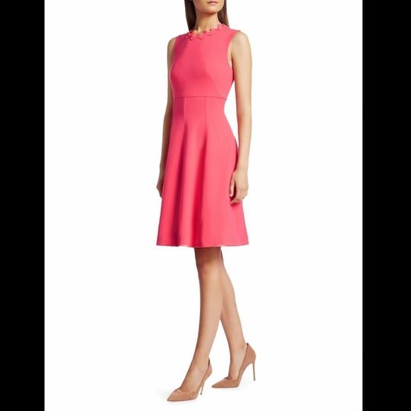 NWT Lela Rose Wave-Trimmed Stretch-Wool Dress Size 12 $1490 - Picture 1 of 13